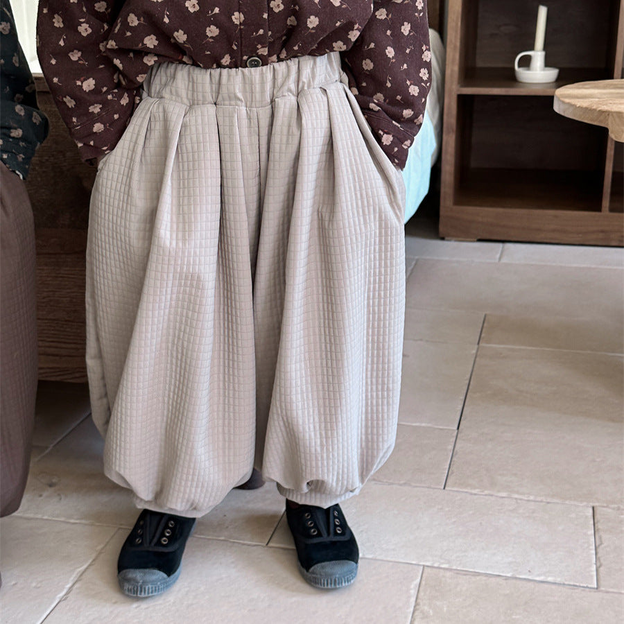 チェックバルーン裏ボアパンツ