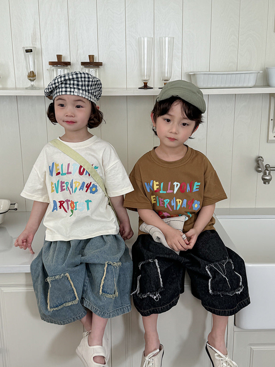 カラフルレターTシャツ