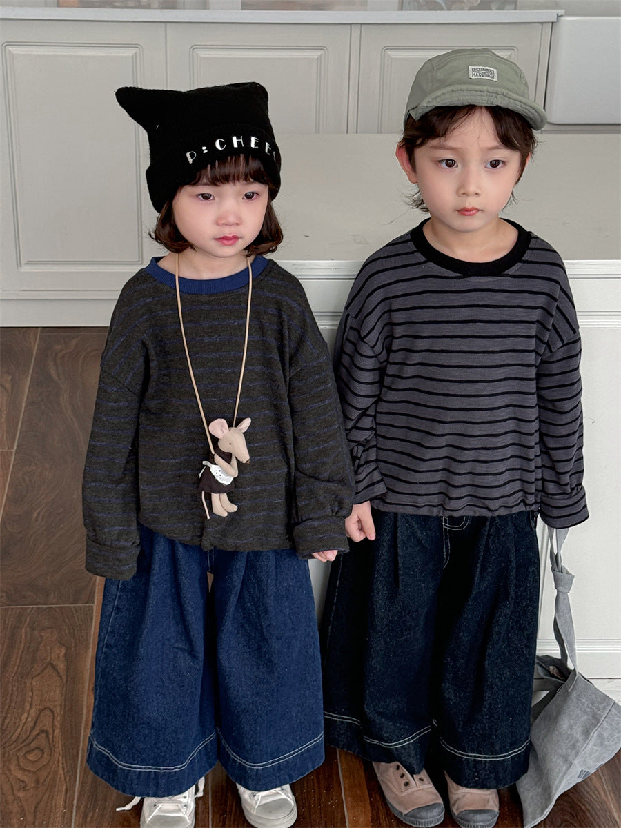 裾のドロコードボーダーロングT