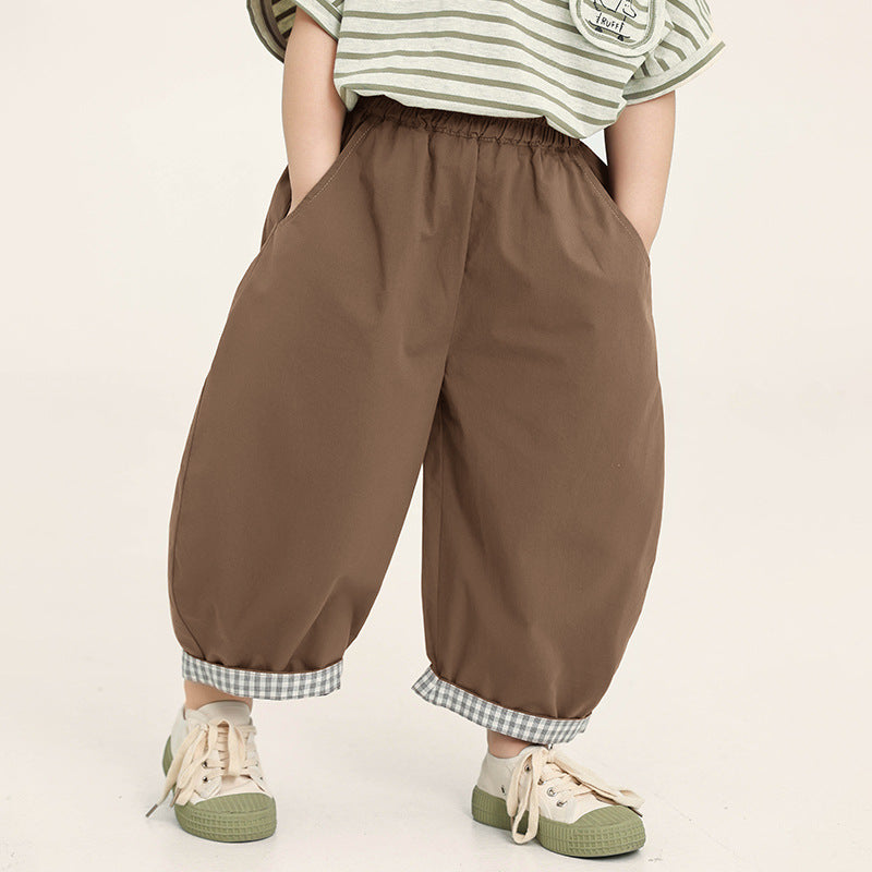 チェックロールアップパンツ