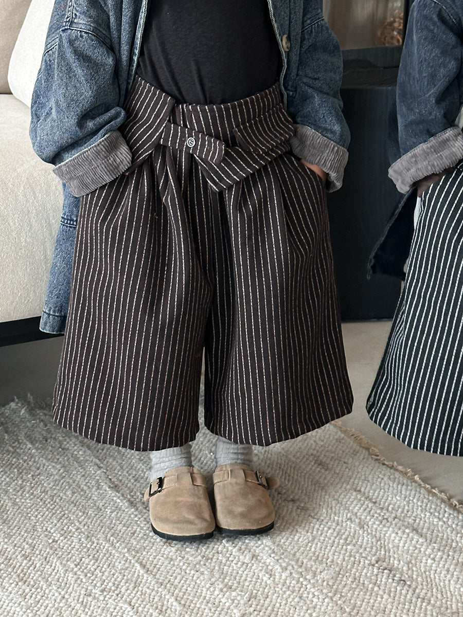 縦ストライプレトロワイドパンツ