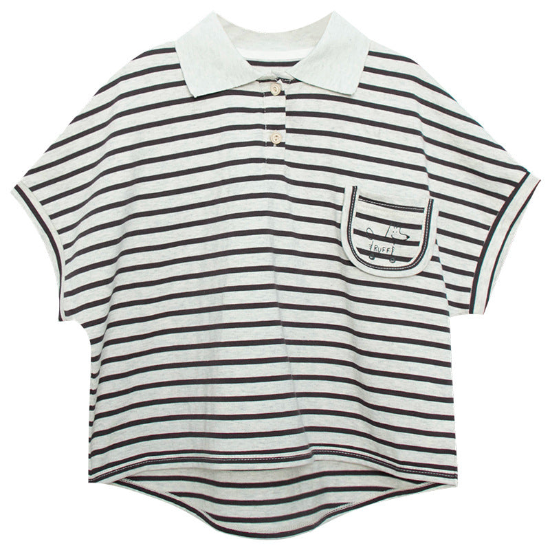 襟付きボーダーTシャツ