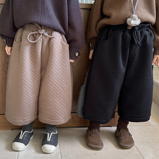 キルティング裏ボアワイドパンツ