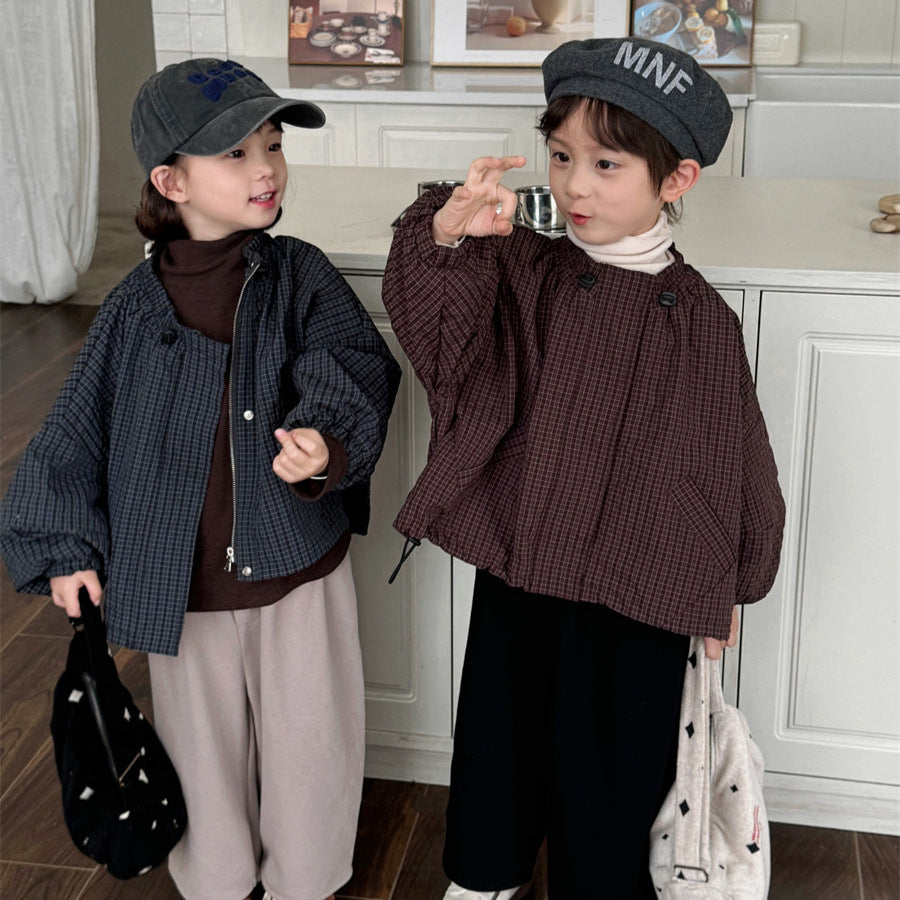 ビッグシルエットチェックアウター