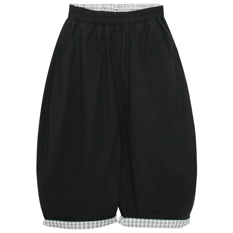 Checked roll-up pants