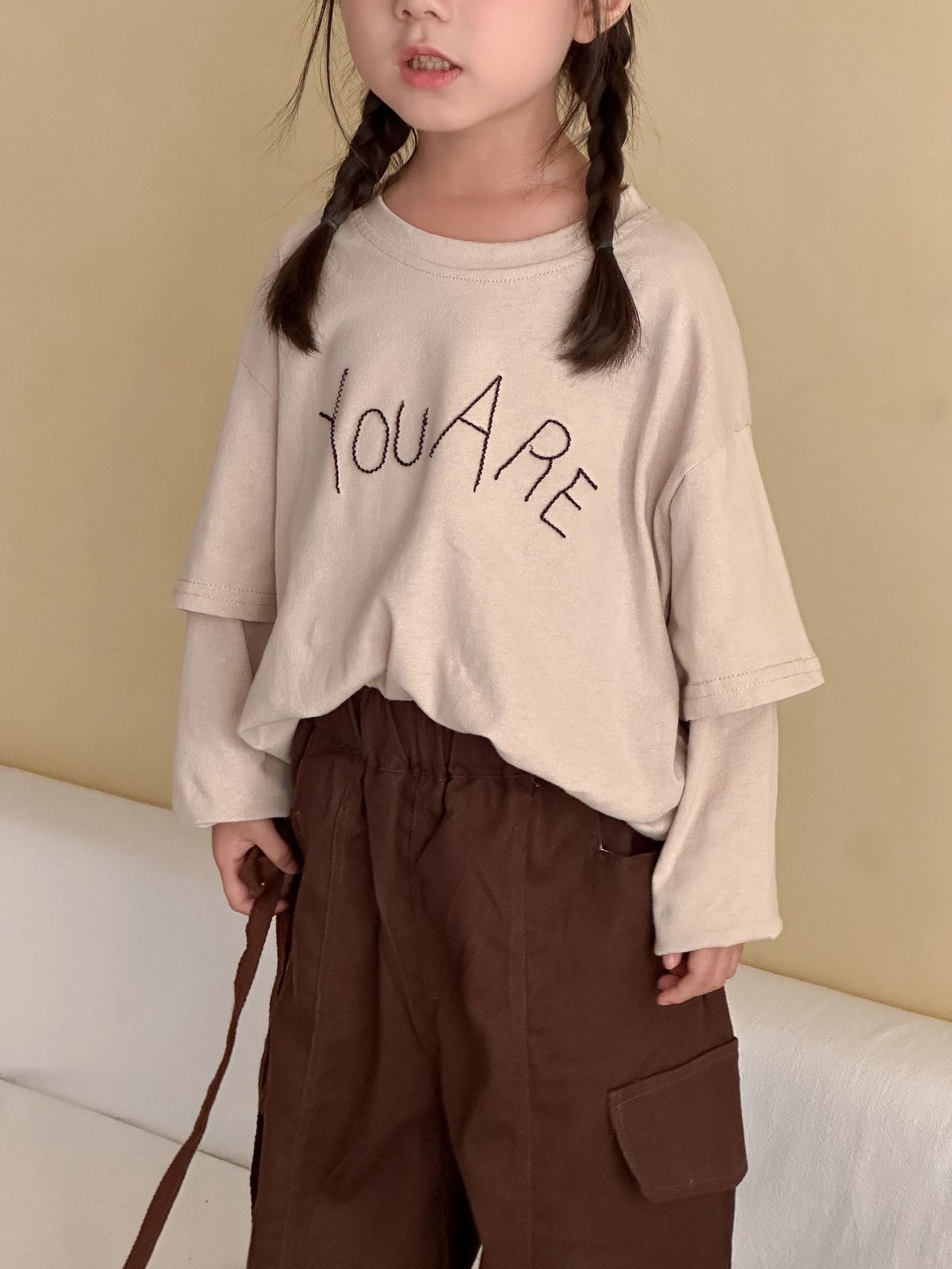 重ね着風長袖Tシャツ