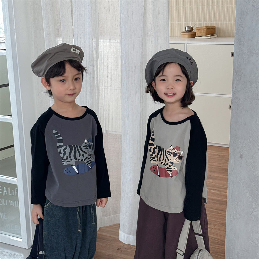 アニマル袖配色ロングT