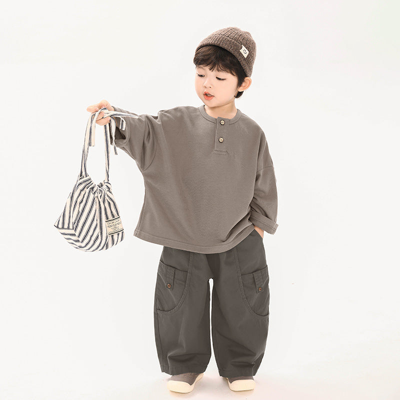 ヘンリーネック長袖Tシャツ