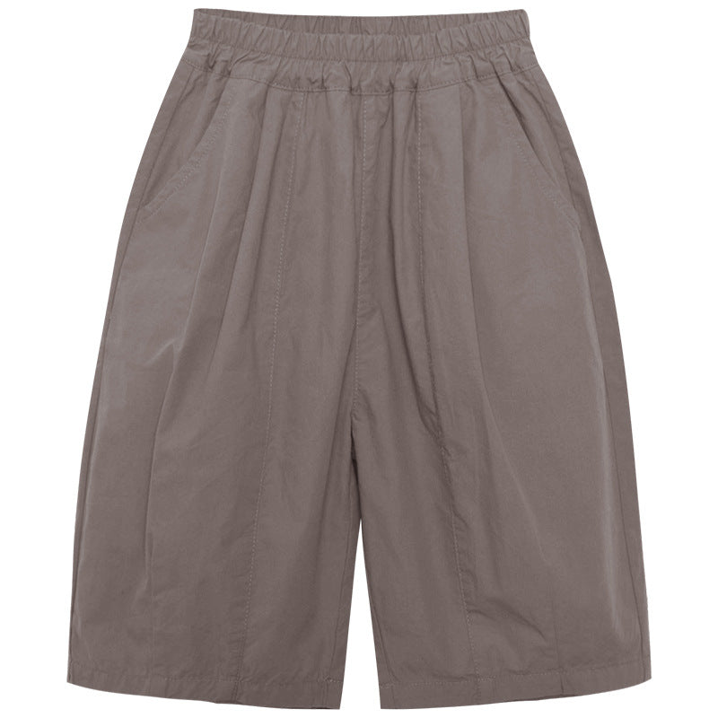 Wide-leg pants with tucked hem