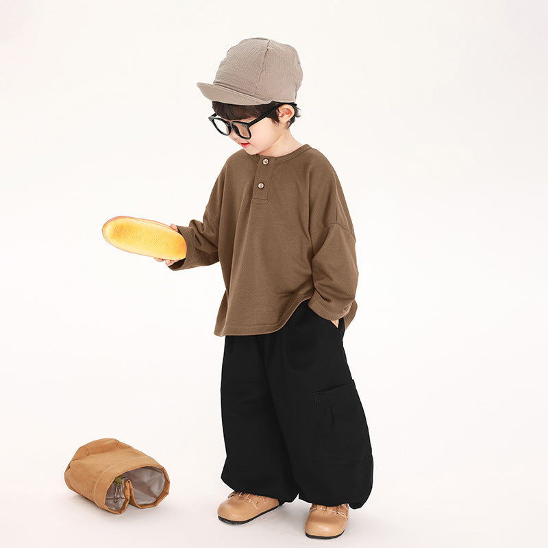 ヘンリーネック長袖Tシャツ