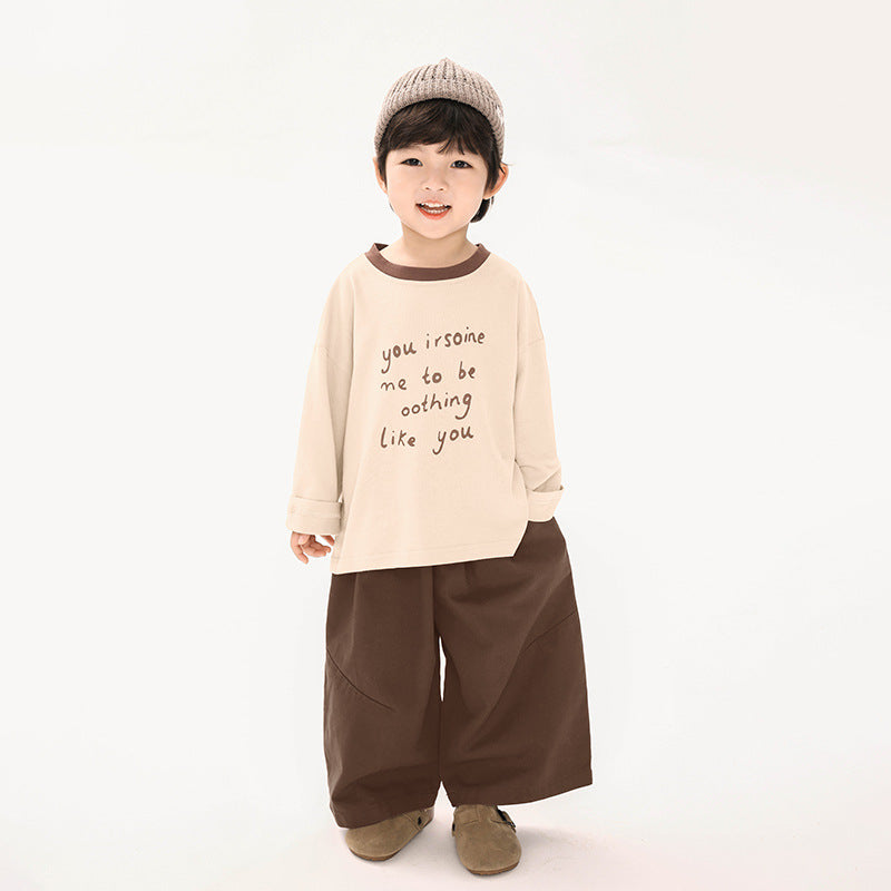 襟配色長袖Tシャツ