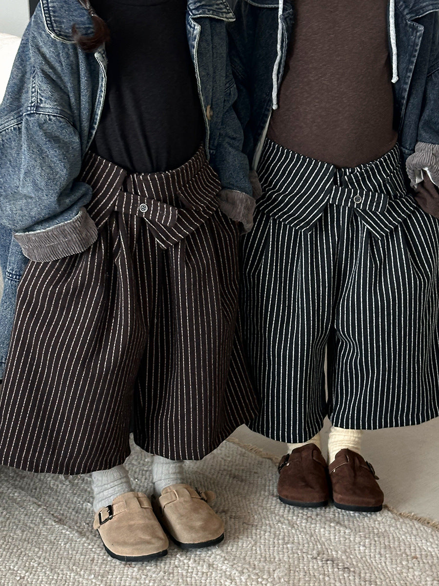縦ストライプレトロワイドパンツ