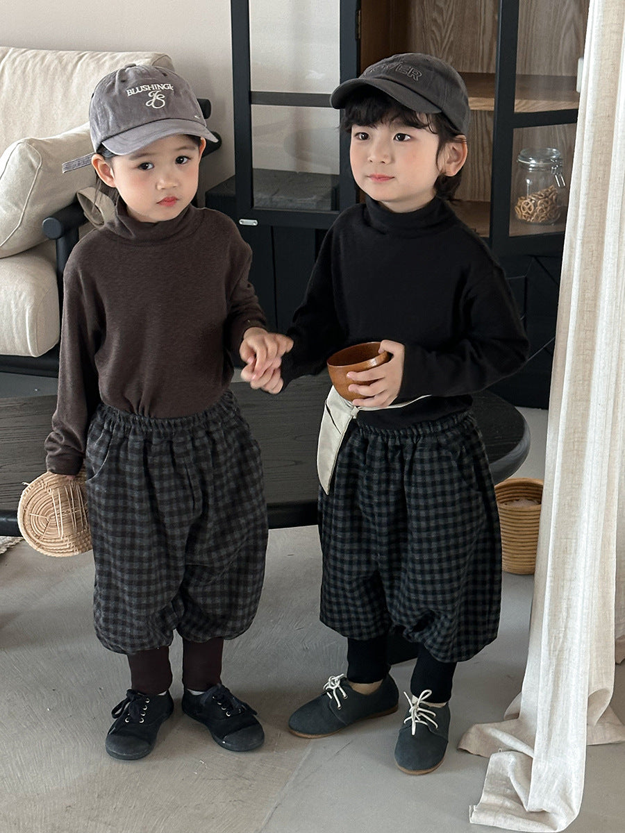 チェック柄アンクルリブパンツ