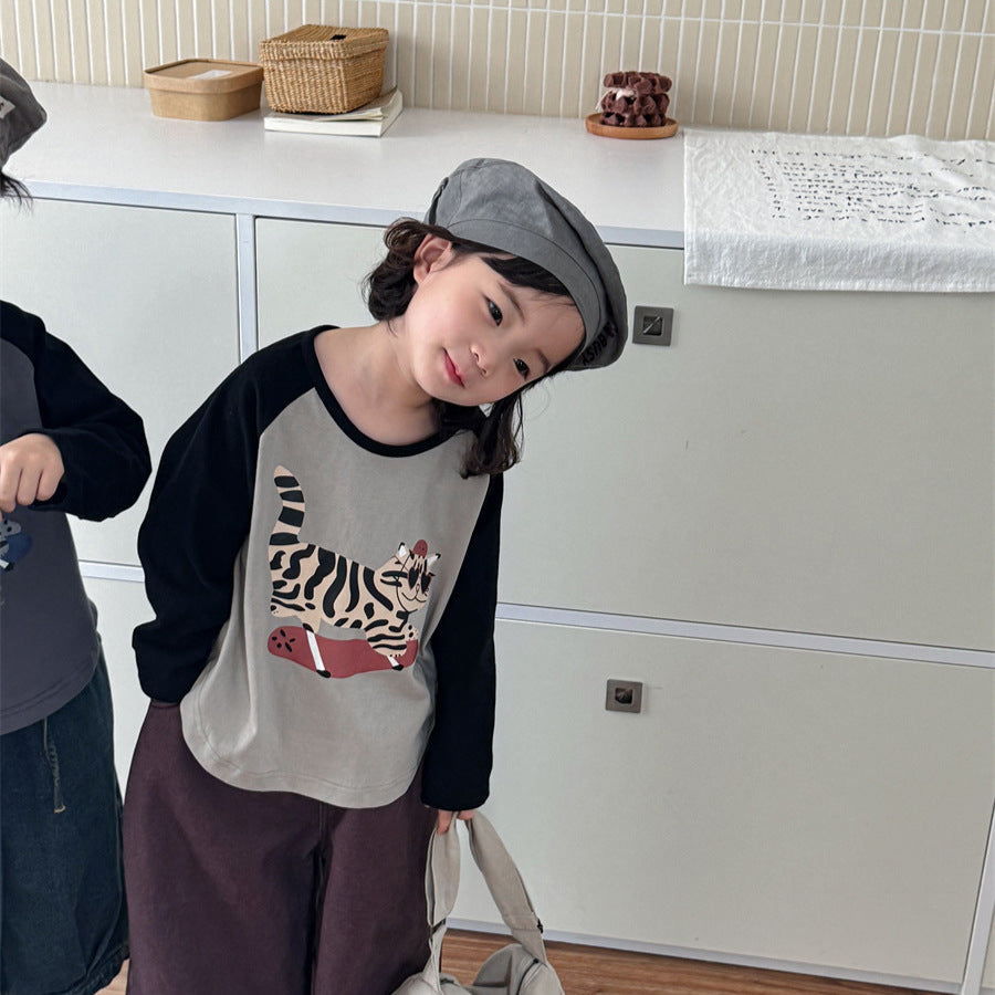 アニマル袖配色ロングT