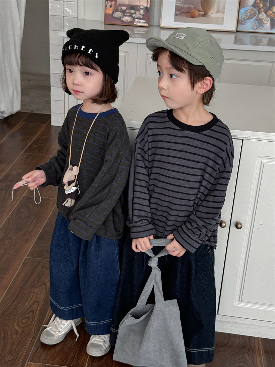 裾のドロコードボーダーロングT