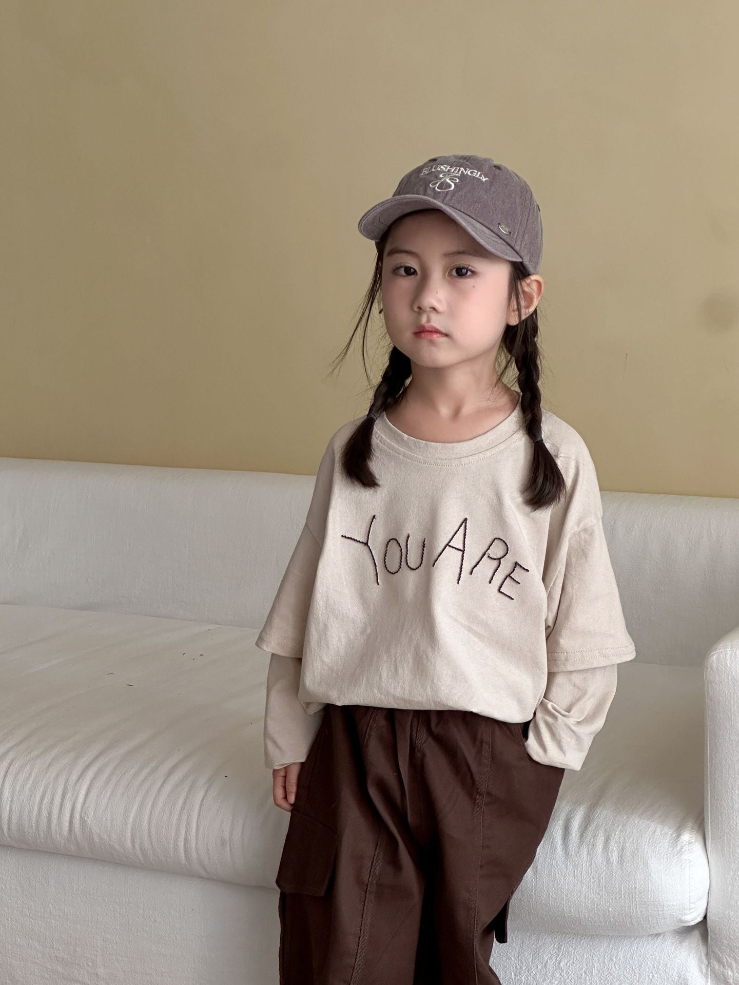 重ね着風長袖Tシャツ