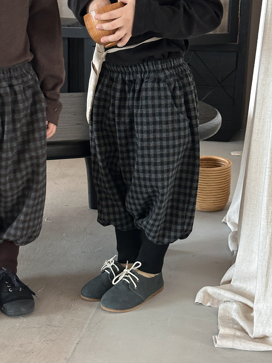チェック柄アンクルリブパンツ