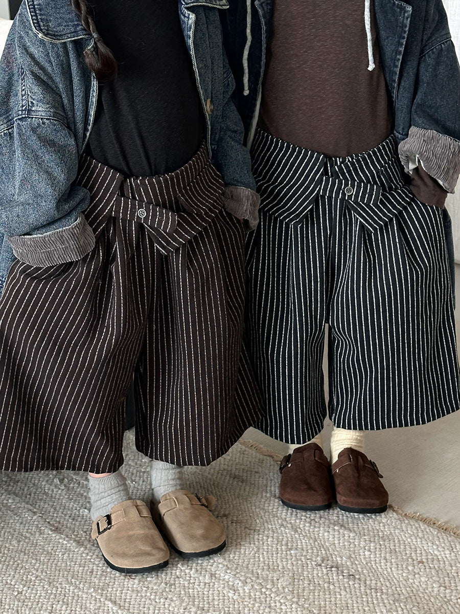 縦ストライプレトロワイドパンツ