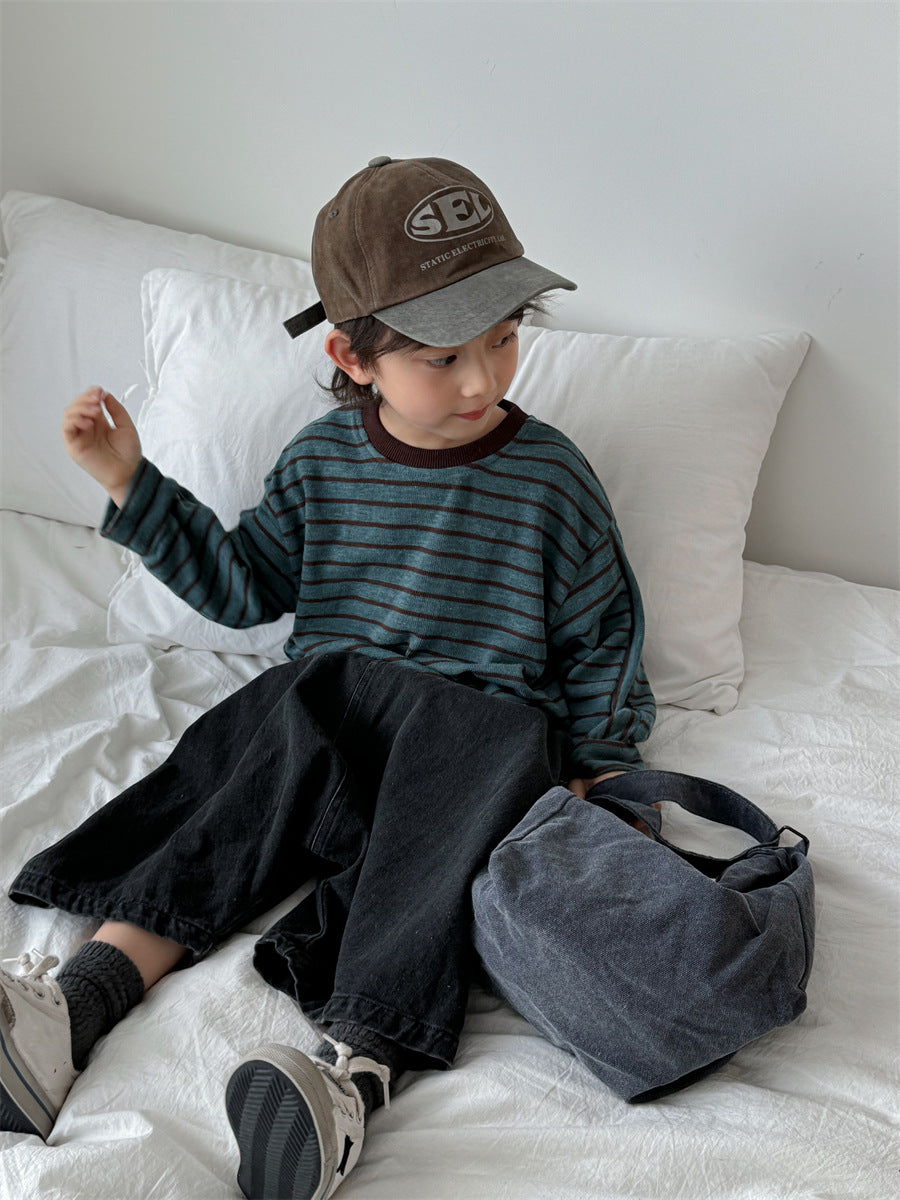 裾のドロコードボーダーロングT