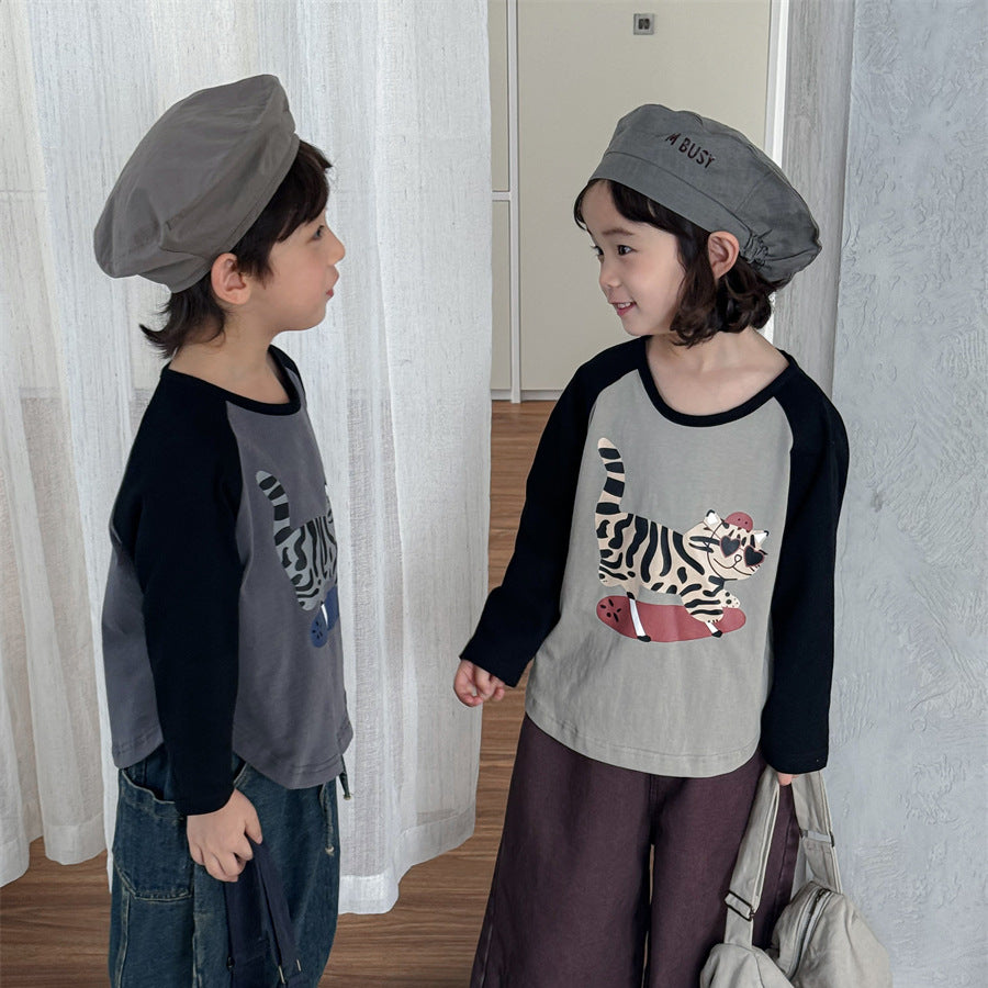 アニマル袖配色ロングT