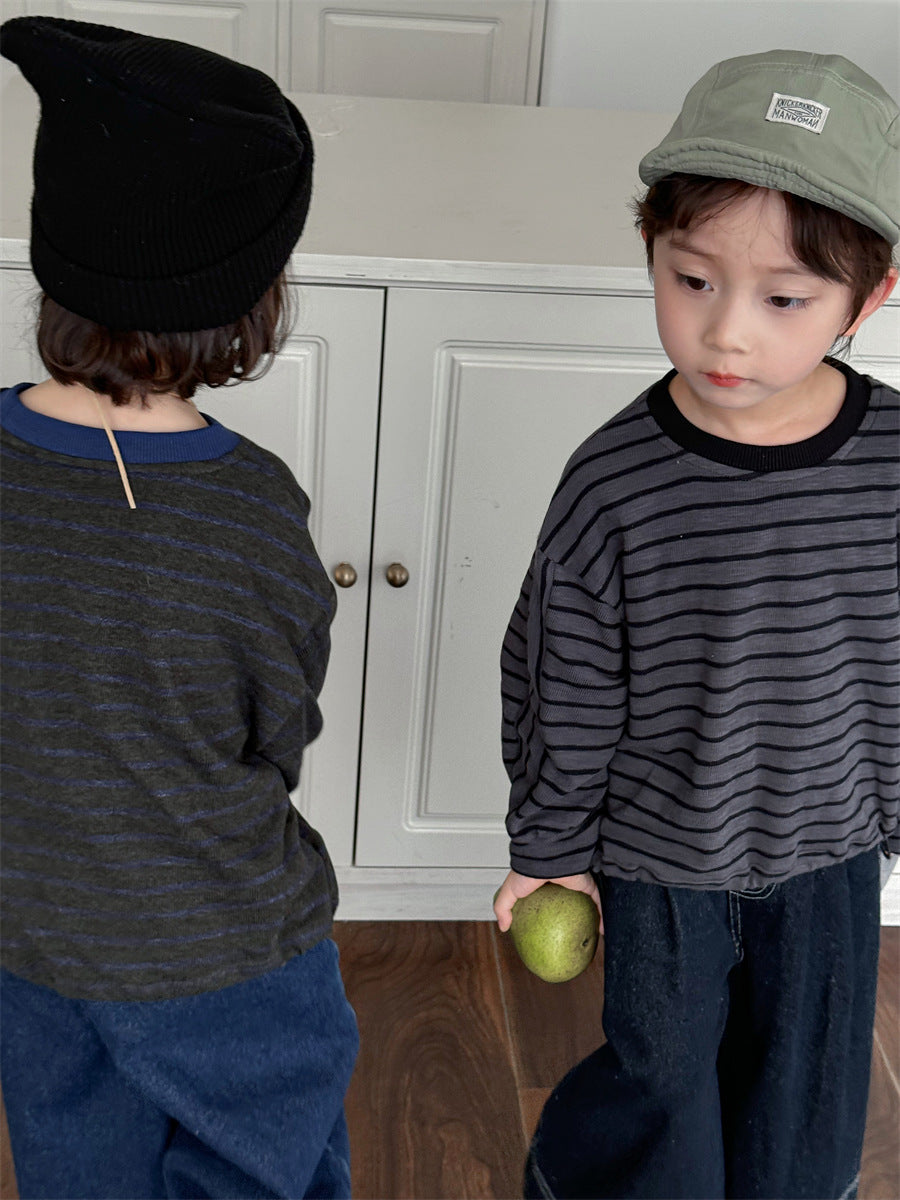 裾のドロコードボーダーロングT