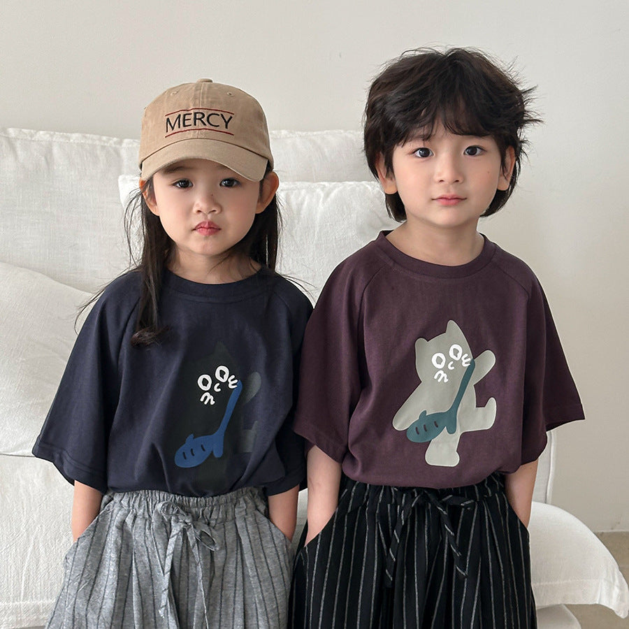 猫ちゃんプリント半袖Tシャツ