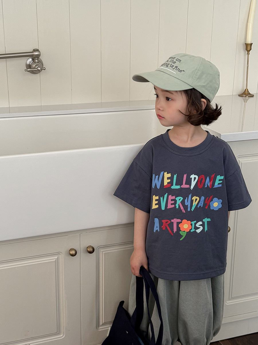 カラフルレターTシャツ