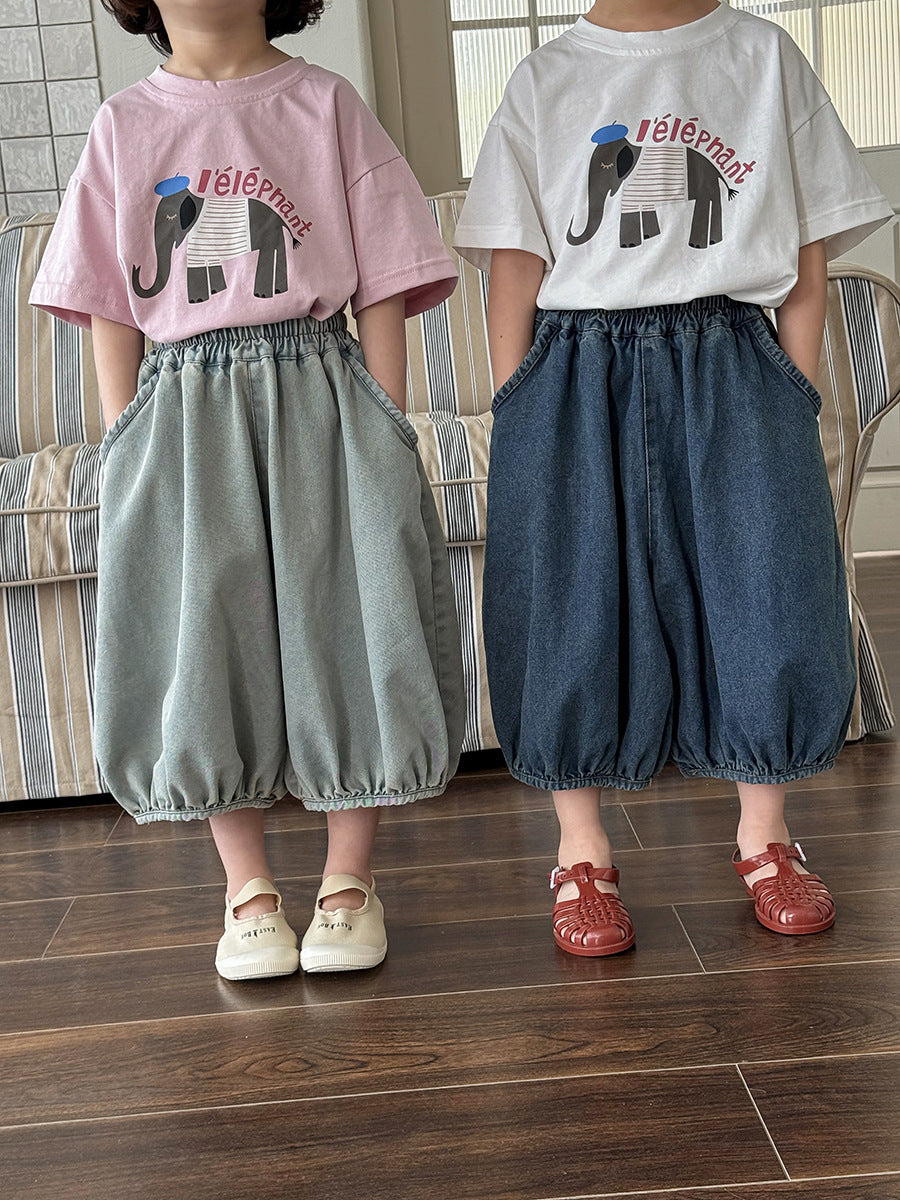 薄手七分丈デニムパンツ