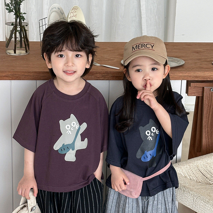 猫ちゃんプリント半袖Tシャツ