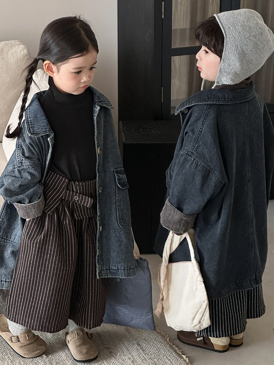 縦ストライプレトロワイドパンツ