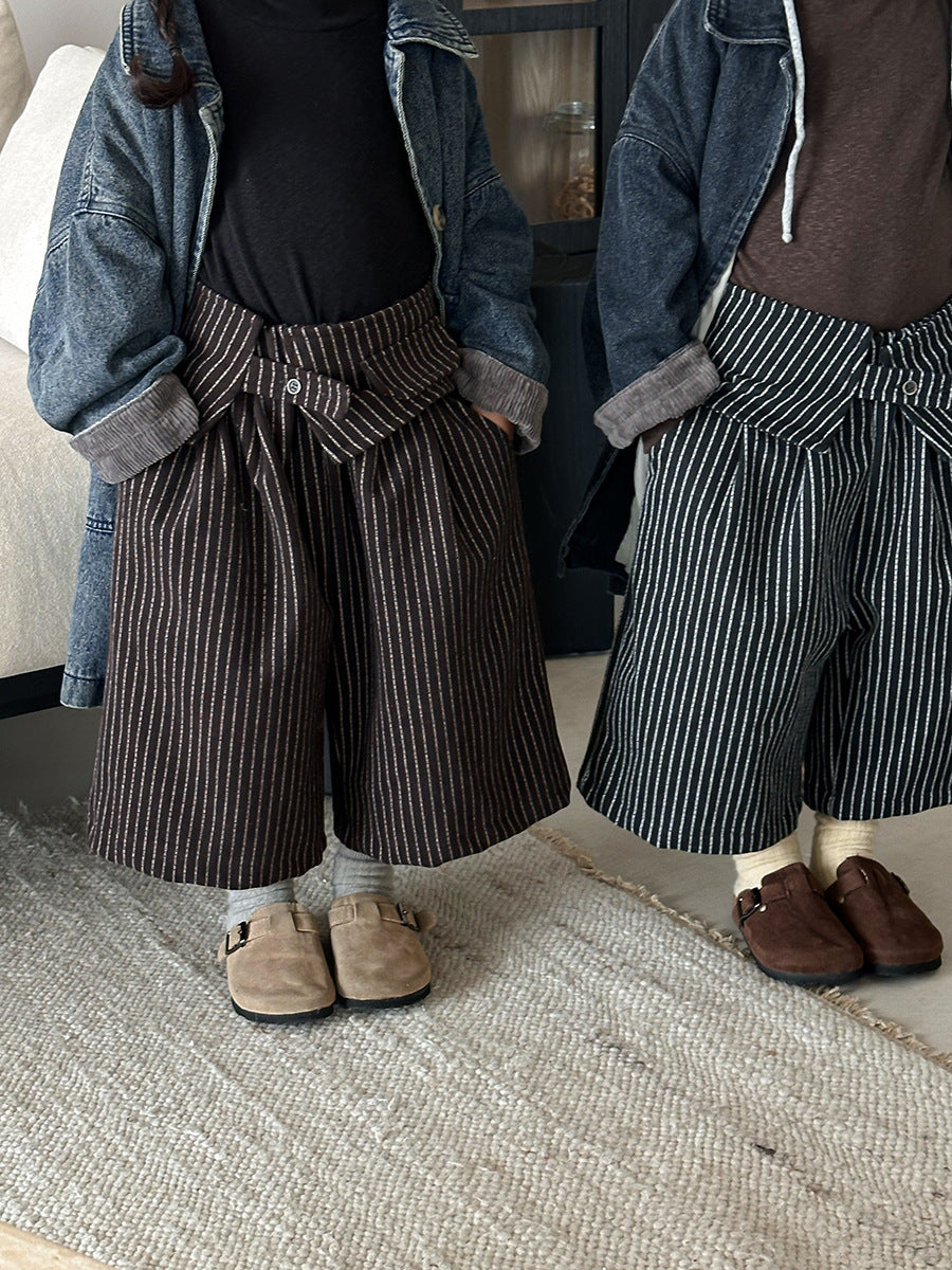 縦ストライプレトロワイドパンツ