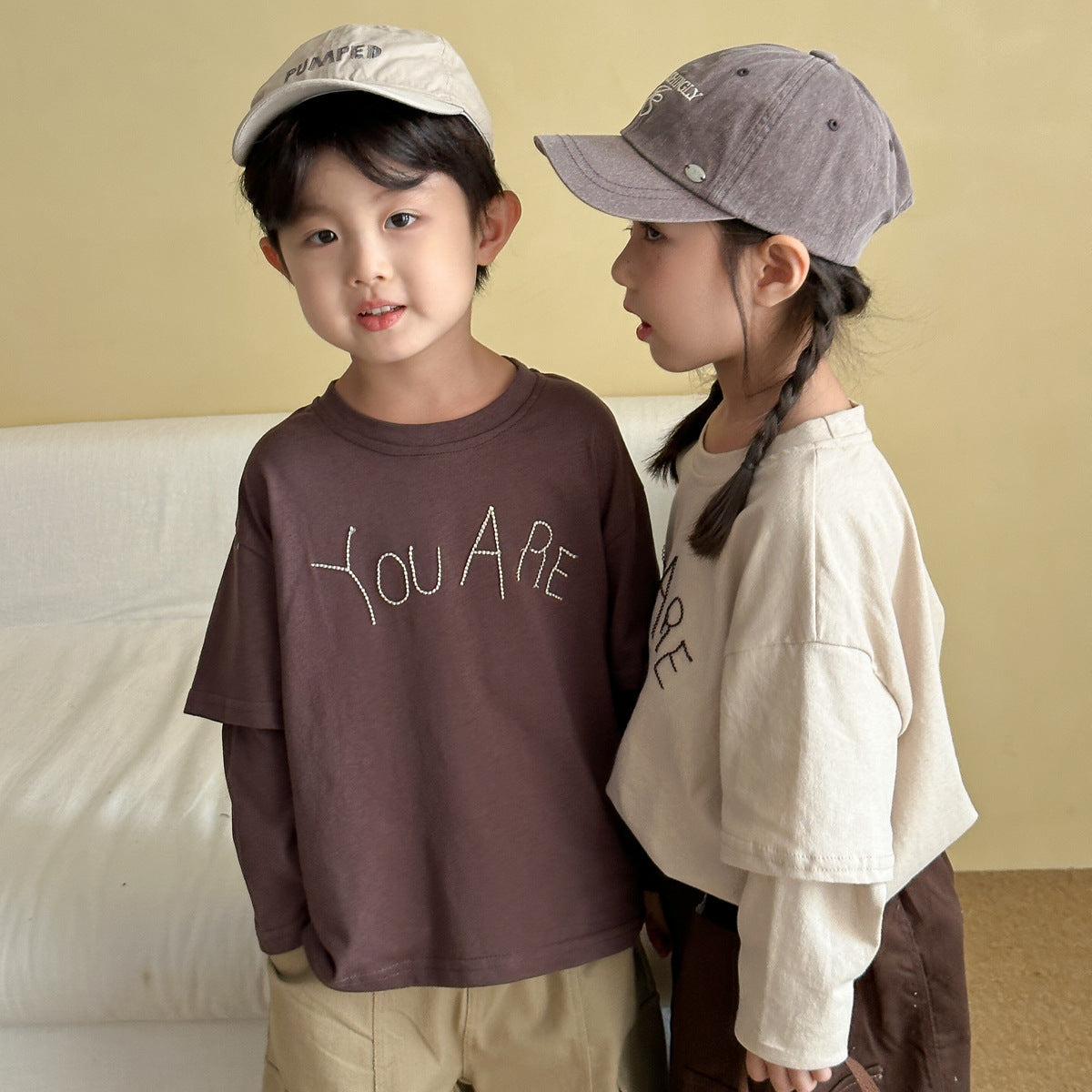 重ね着風長袖Tシャツ