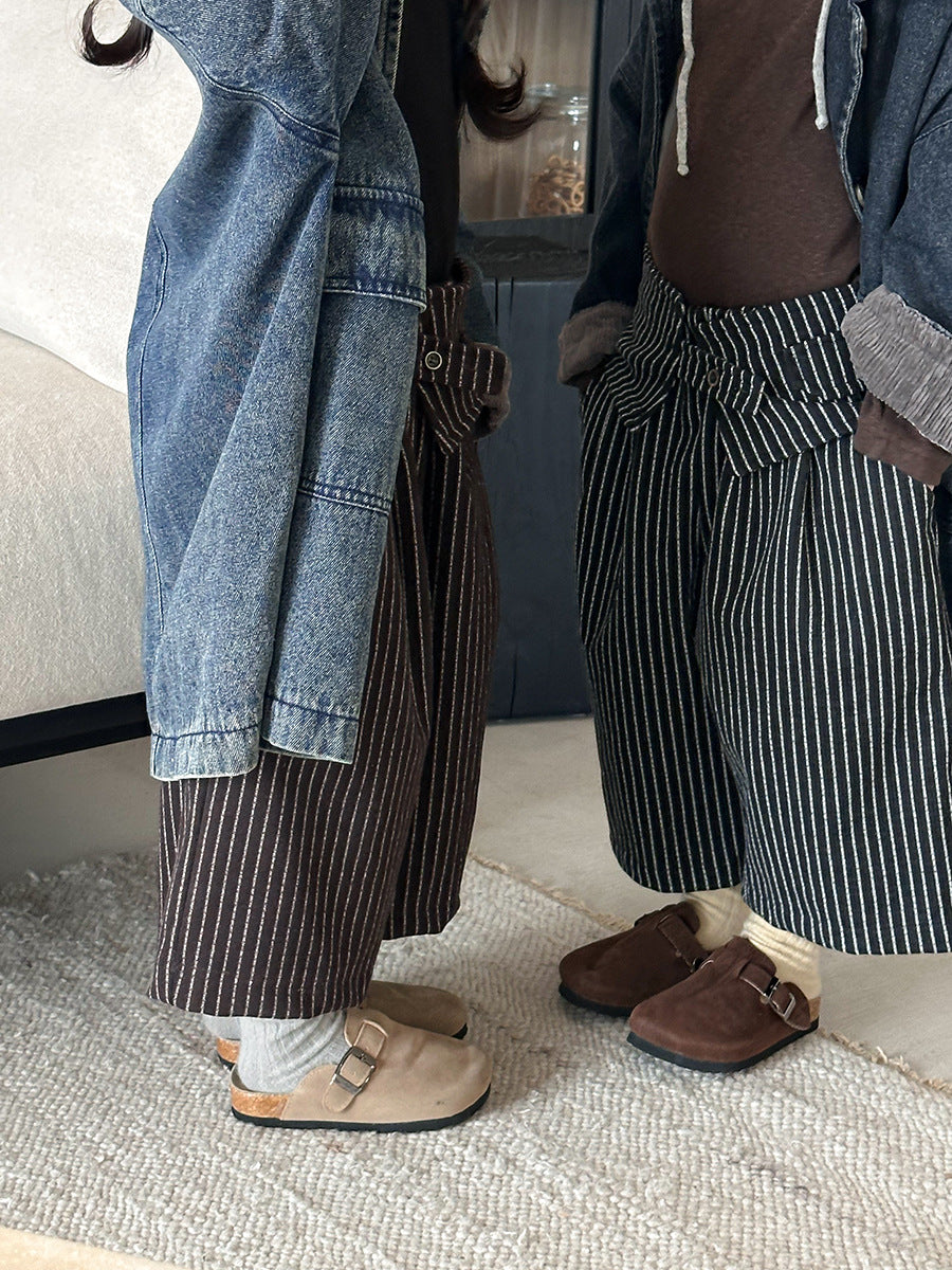 縦ストライプレトロワイドパンツ