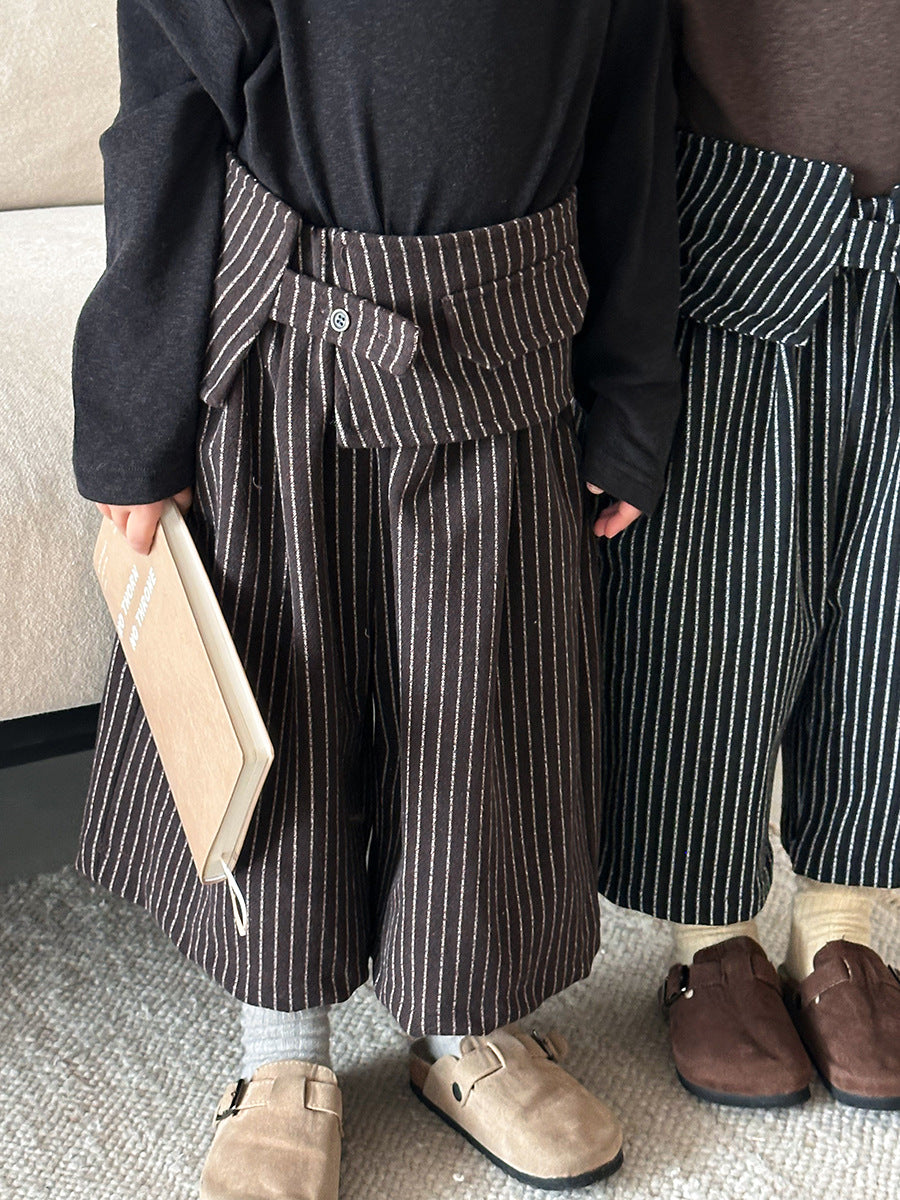 縦ストライプレトロワイドパンツ