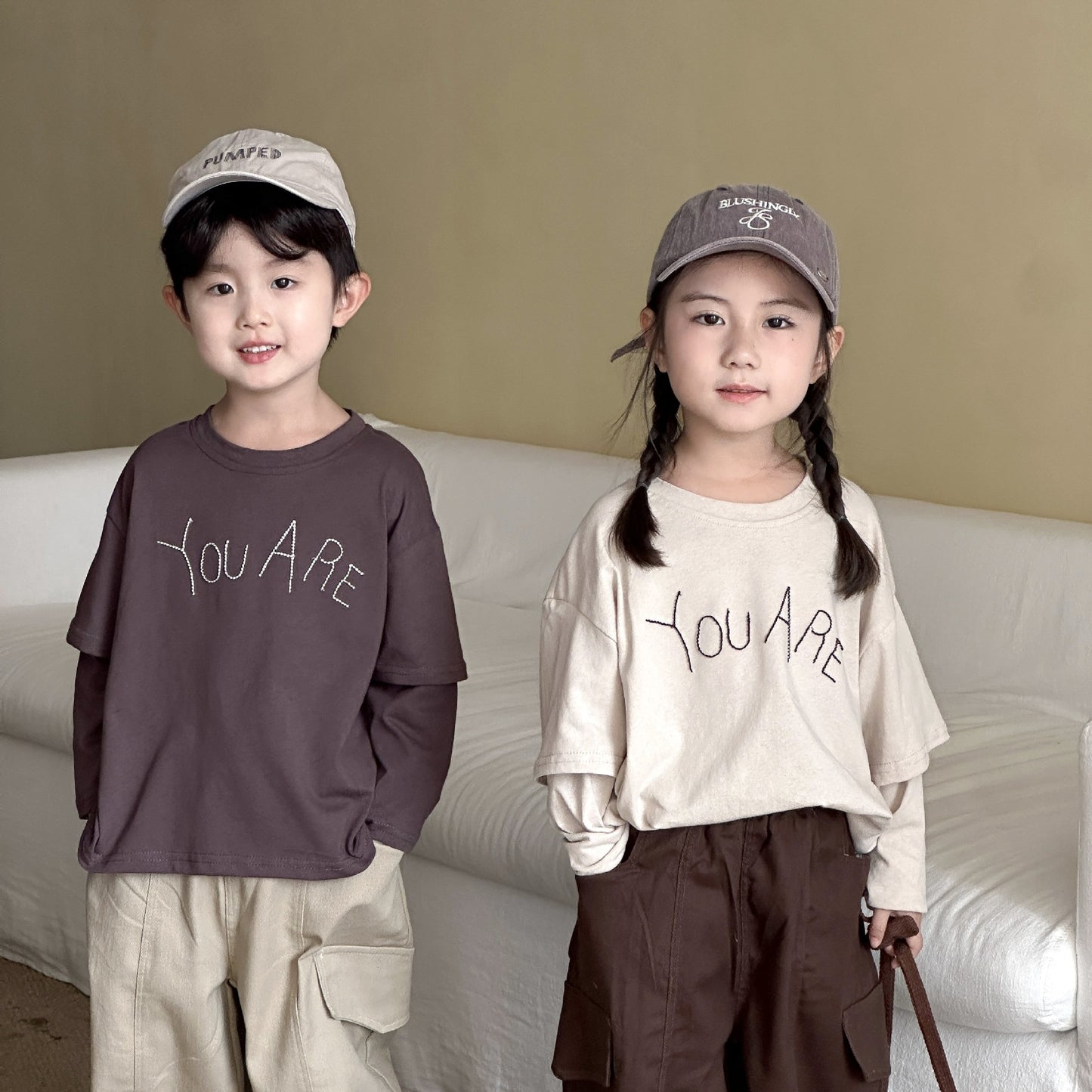重ね着風長袖Tシャツ