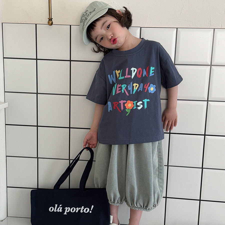 カラフルレターTシャツ