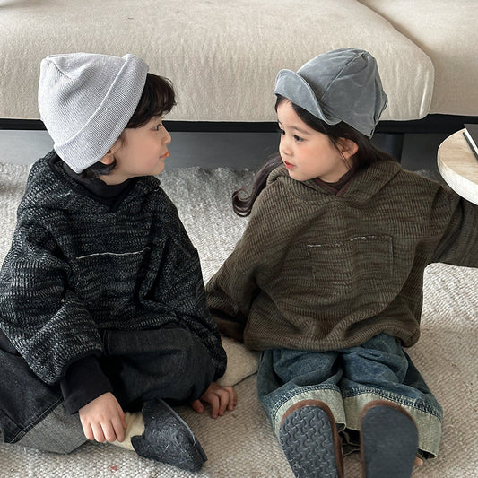 毛糸フードニット