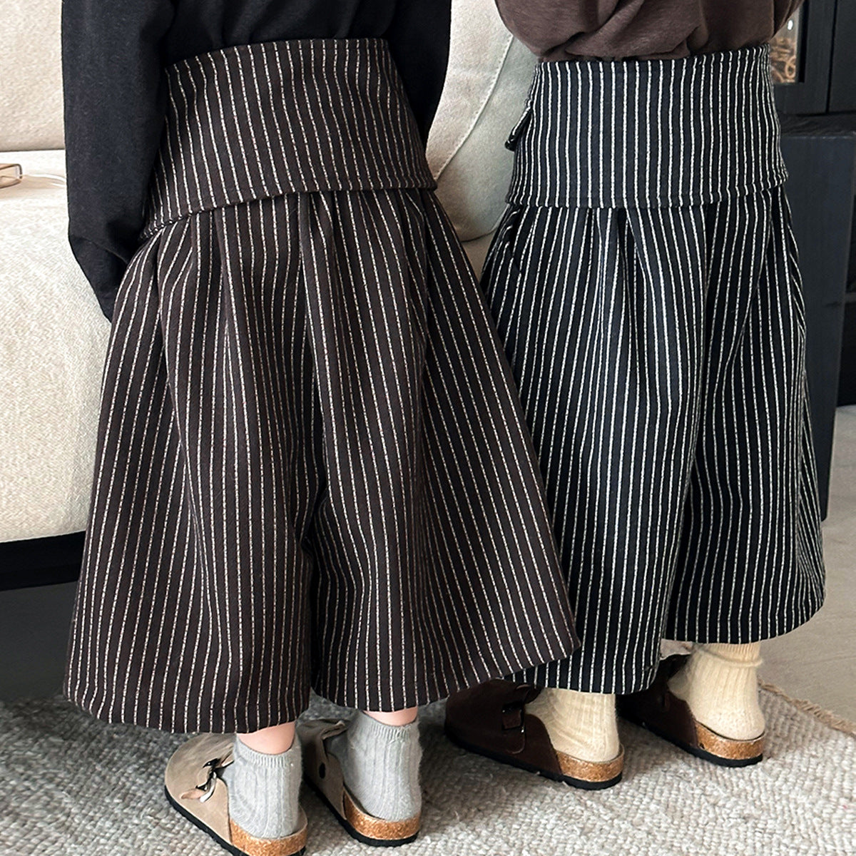 縦ストライプレトロワイドパンツ