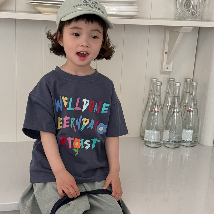 カラフルレターTシャツ
