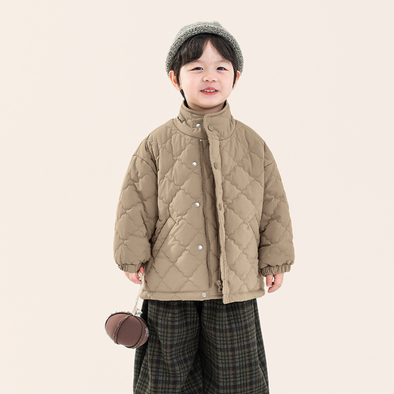 中綿入りスタンドカラーキルティングコート