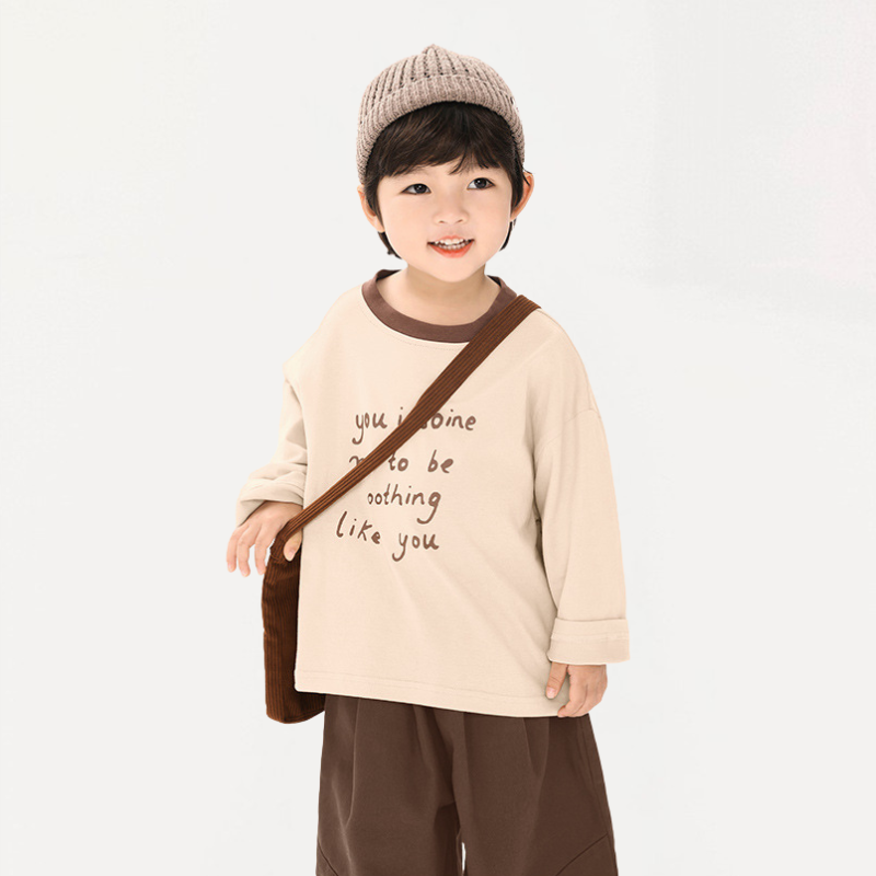 襟配色長袖Tシャツ
