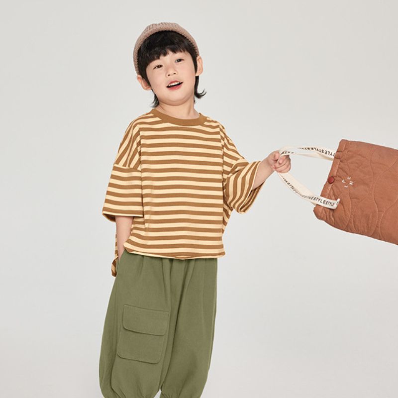 前後差ボーダーTシャツ