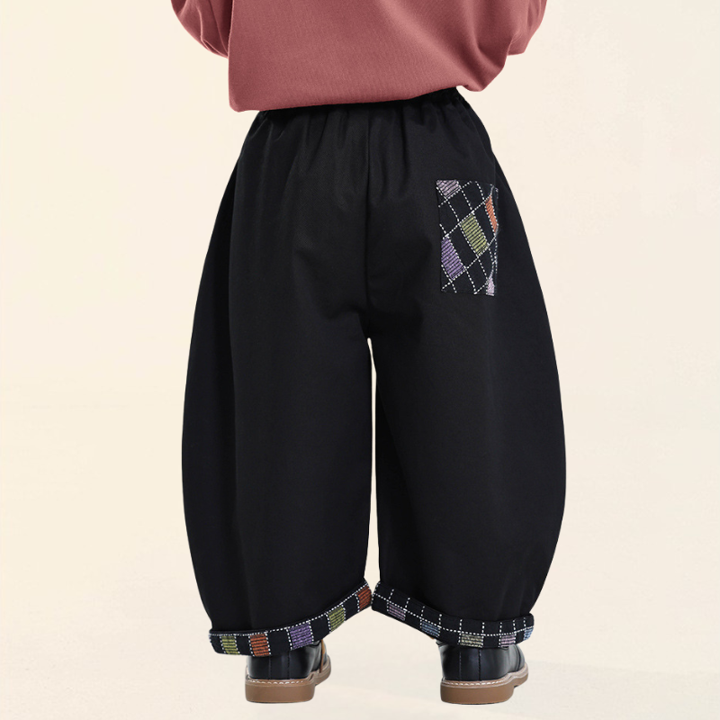 カラフルチェック巻き裾パンツ