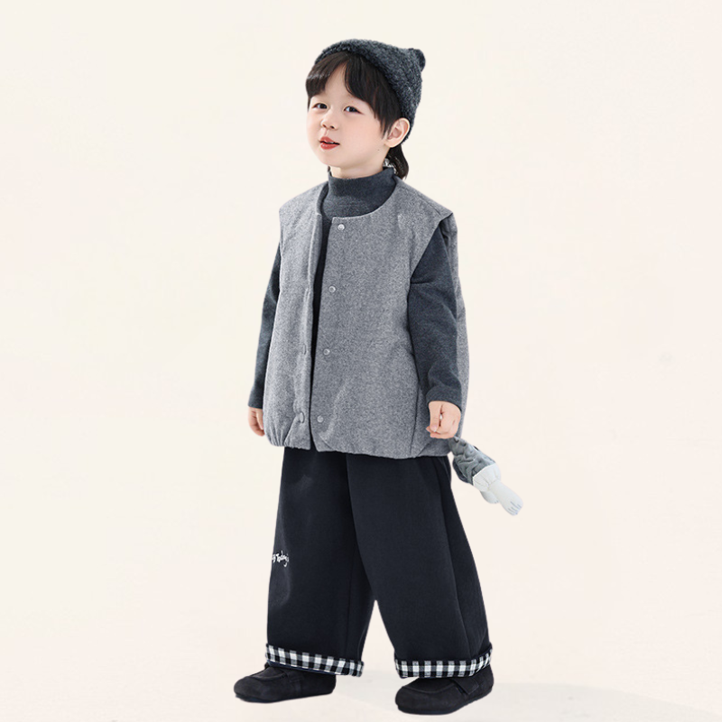 裾チェック裏ボアパンツ
