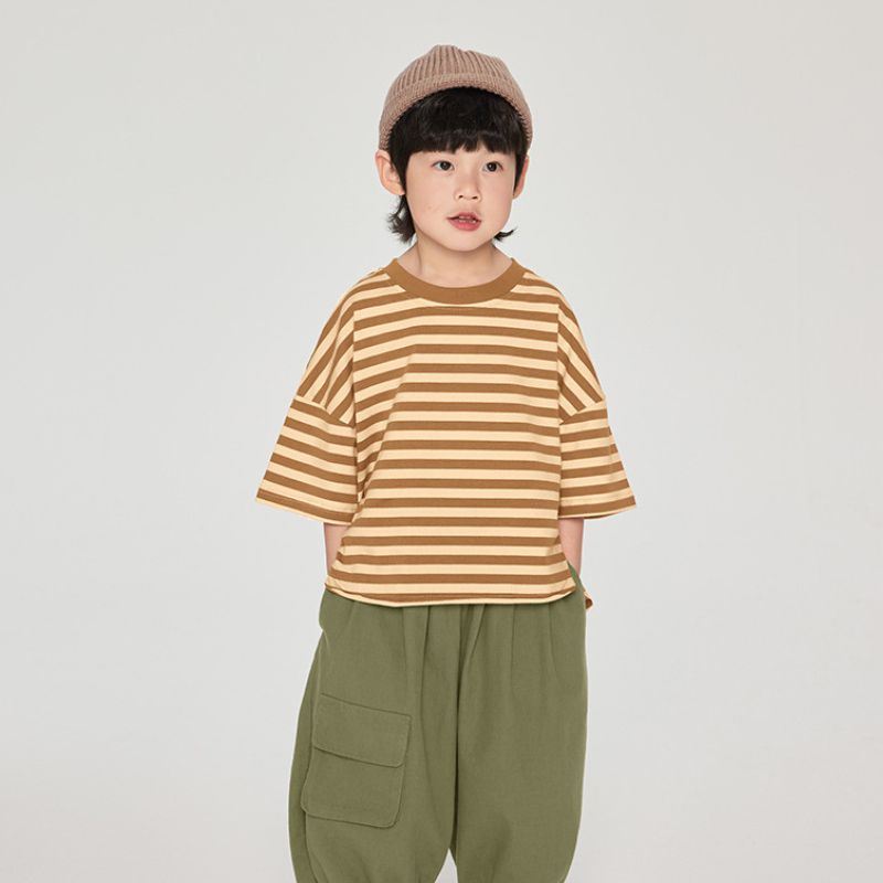 前後差ボーダーTシャツ