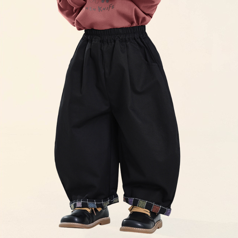 カラフルチェック巻き裾パンツ