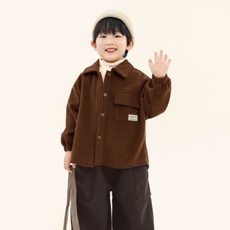 コーデュロイ素材裏起毛シャツ