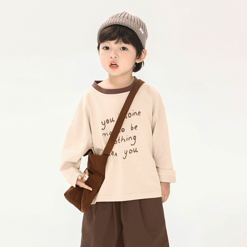 襟配色長袖Tシャツ