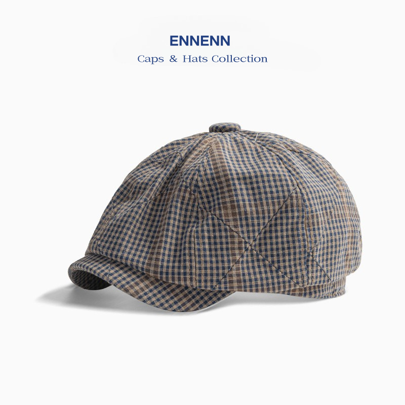 チェック柄キャスケット