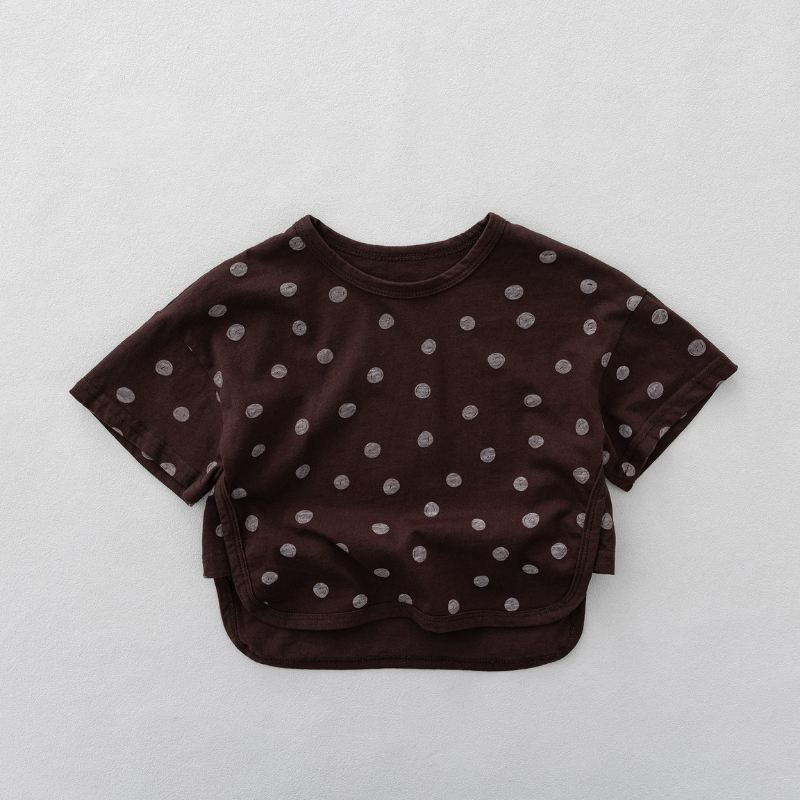 ラフドット柄純棉Tシャツ